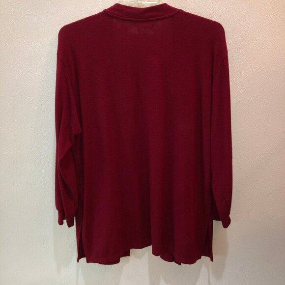 Maurices Womens Size XXL Maroon Open Front Pockets Stretch Sweater Cardigan Top - Picture 8 of 13